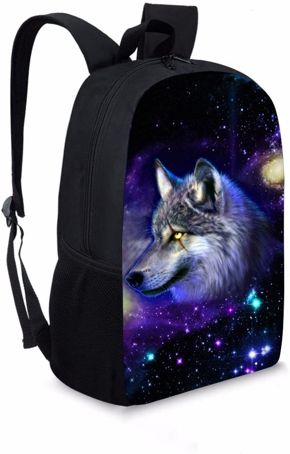 chaqlin Galaxy Wolf Backpack Set for Kids 3 Piece Teen Boys School Bag with Thermal Lunch Boxes Pencil Holder - Image 2