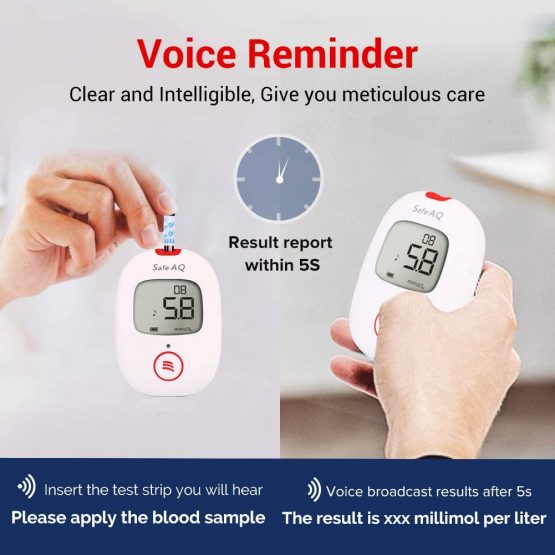 Diabetes Test Kit, Blood Sugar Tester [Upgrade Version] with Voice Reminder and Light Warning