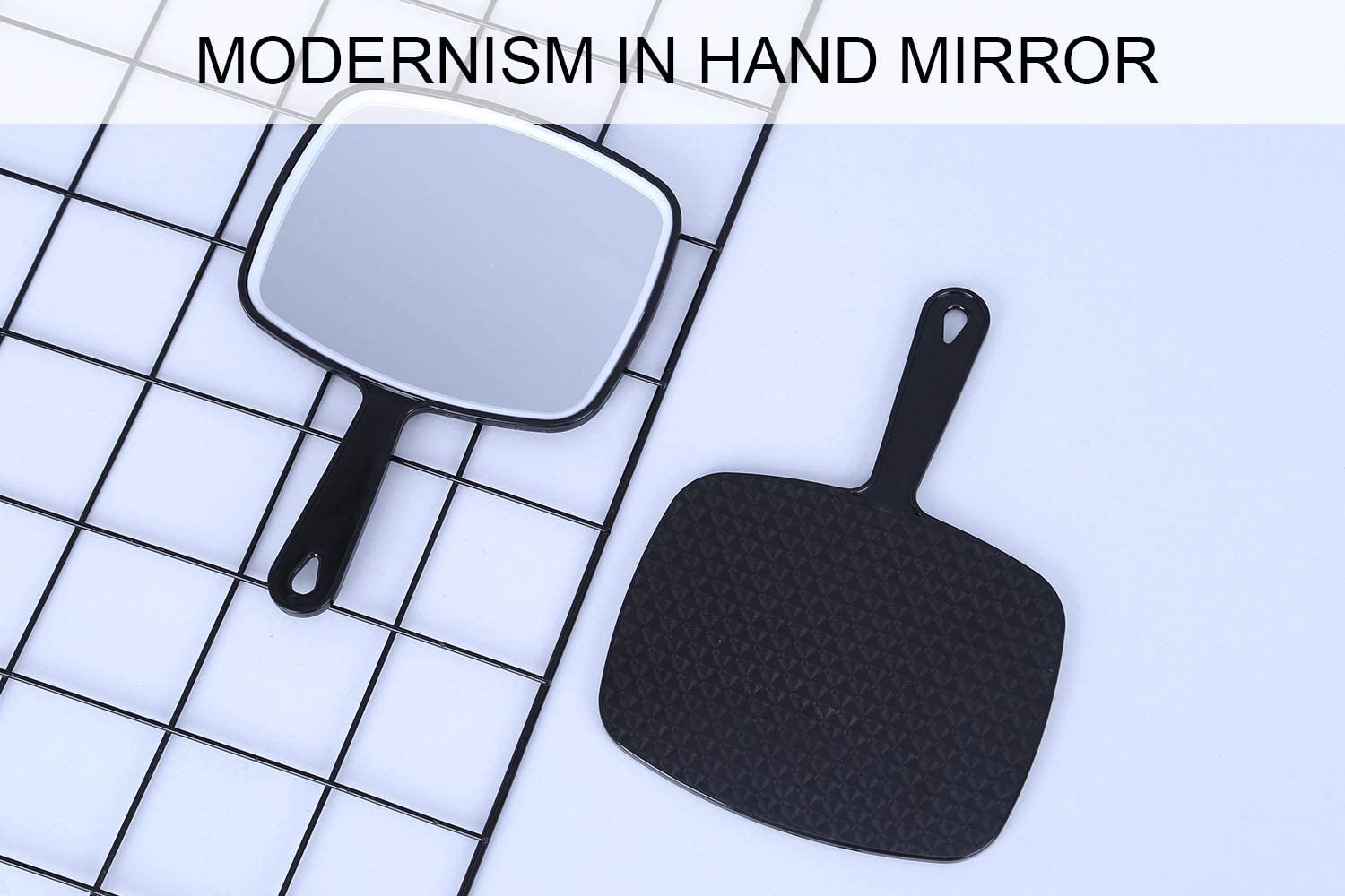 OMIRO Hand Mirror, Black Handheld Plain Mirror with Handle,Square,M, 23.5L x 17W cm - Image 4
