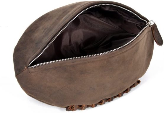 Lakeland Leather Real Leather Rugby Ball Washbag in Vintage Style with Waterproof Lining in Chocolate Brown - Image 4