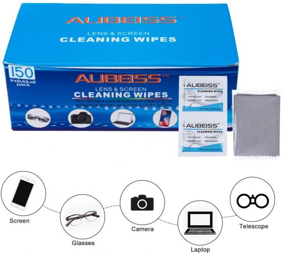 150 Pack Pre-Moistened Lens Wipes ALIBEISS Screen Wipes for Glasses, Camera, Tablets, Smartphone, Screens and Other Delicate Surfaces - Image 2
