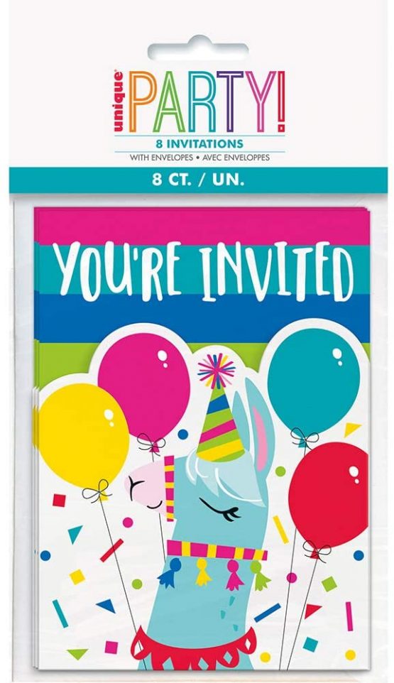 Unique Party 73234 Llama Party Invitation Cards | 8 Pcs - Image 2