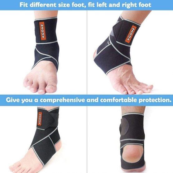 KGONE Adjustable Ankle Support, Ankle Brace Breathable Nylon Elastic Material Ankle Wrap for Sports, Joint Pain, Sprains Fatigue etc, One Size Fits All - Image 3