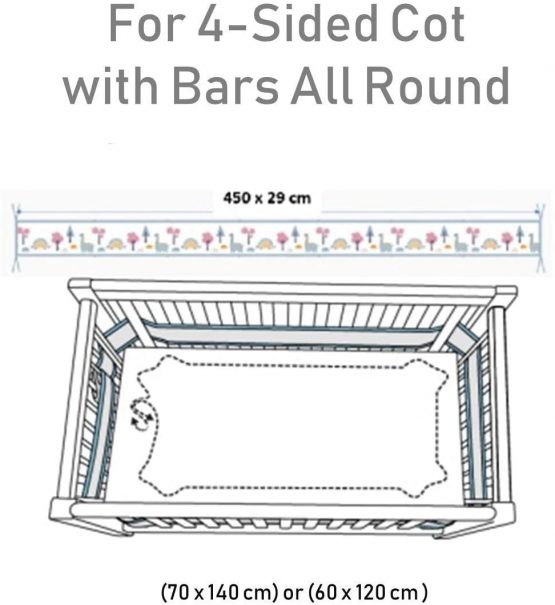 Airoya® 4-Sided All-Round Breathable Cot Bumper,Premium 8mm Thick Protection, British Safety Compliance BS-1877, Airflow Safe 3D Mesh, Limited Edition (Dino) - Image 2