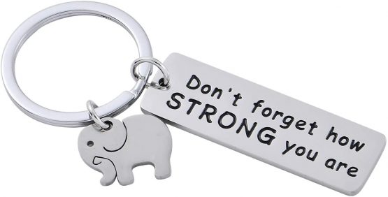 BESPMOSP Inspirational Keychain Don't Forget How Strong You are Keyring Graduation Gifts Elephant Lovers (Don't Forget How Strong You are)