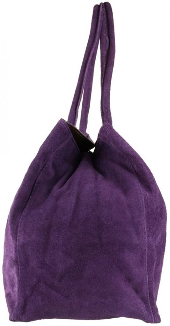 Girly Handbags Genuine Italian Suede Leather Expandable Shoulder Bag - Image 3