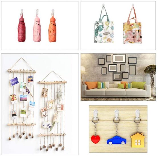 Kungfu Mall 40 Pack Non-Trace Hardwall Drywall Picture Hanging Hook Clock Hanger Wall Picture Hook Frame for Hanging Paintings Wedding Photos Mirror Wall Studs - Image 4
