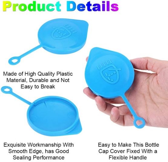 Windscreen Washer Cap, Plastic Car Windscreen Washer Fluid Cap Windshield Washer Reservoir Cap Small Ring Lid Cover Blue - Image 3