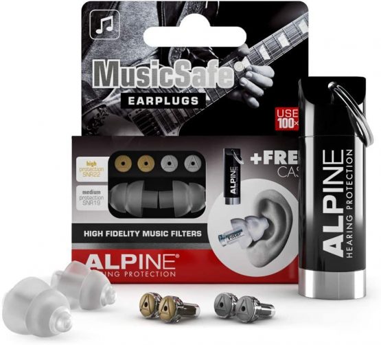 Alpine MusicSafe Ear Plugs Hearing Protection for Musicians - 2 Different Filter Sets and accessories to enhance your music-making experience - Hypoallergenic and Reusable earplugs - Transparent