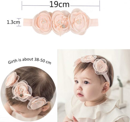 4 Pcs Baby Girl Headbands with Grosgrain Ribbon Faux Leather Stars for Baby, Girl, Toddler, Kids as Party/Wedding/Photography Accessories (Pink) - Image 2