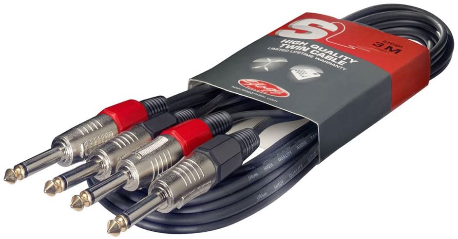Stagg STC6P 6 m 2x Jack Twin Cable, Black, 6 meters
