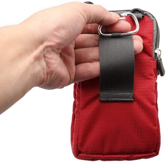 Cell Phone Belt Clip Pouch Crossbody Bag, 6.0" Mini Wrist Handbag Case Outdoor Sport Phone Cross Body Shoulder Messenger Bag Pockets with Zipper Waist Wallet Purse Holster with Locking Carabiner Hook - Image 4