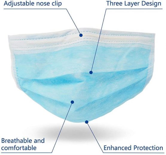 Pack of 10 Masks Standard - Sealed Bag - Hygienic Face Masks Protected Health and Beautician Care - Blue or Green - Image 4