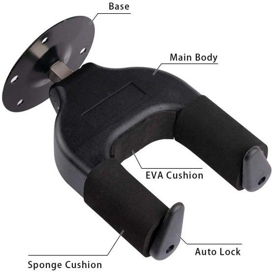 Surplex Guitar Wall Mount, Wall Mountable Universal Guitar Hanger with Base, Guitar Hook Holder Stand, Acoustic, Electric, Classical, Bass Guitar Stand, Mandolins, Ukulele, Guitar Accessories - Image 2