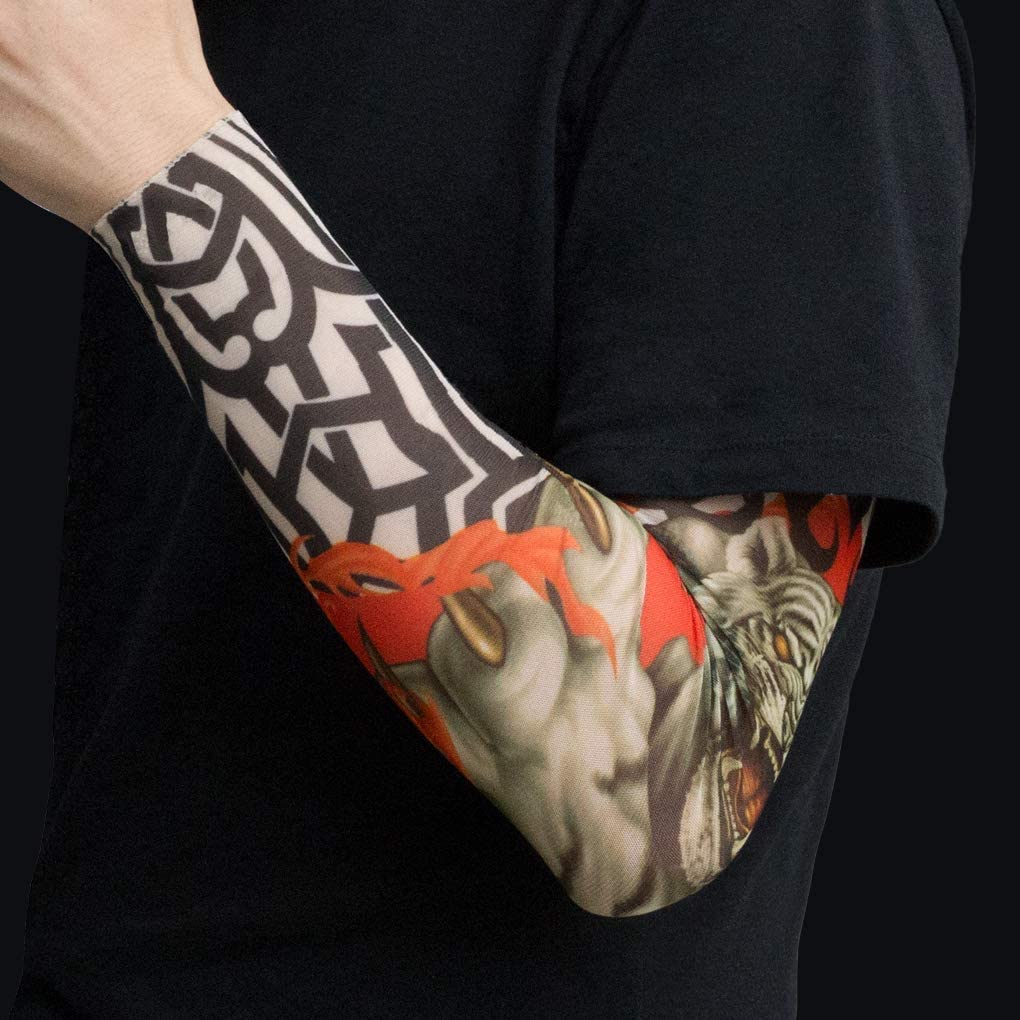 Gospire Fashion Nylon Fake Temporary Tattoo Sleeves Arm Stockings Halloween Tattoo Soft For Men Women, Multicolor, average size - Image 4