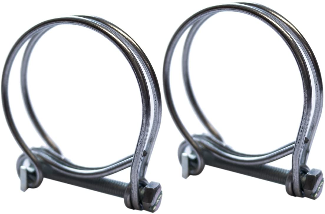 Pisces - 2 Pack Double Wire Hose Clips to fit 38/40mm (1.5in) Pipe Tubing, Silver, 2 Count (Pack of 1)