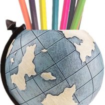Globe Pen Pencil Pot Holder Vintage Pencil Cup Stand Retro Home Office School Decorations Gifts for Men