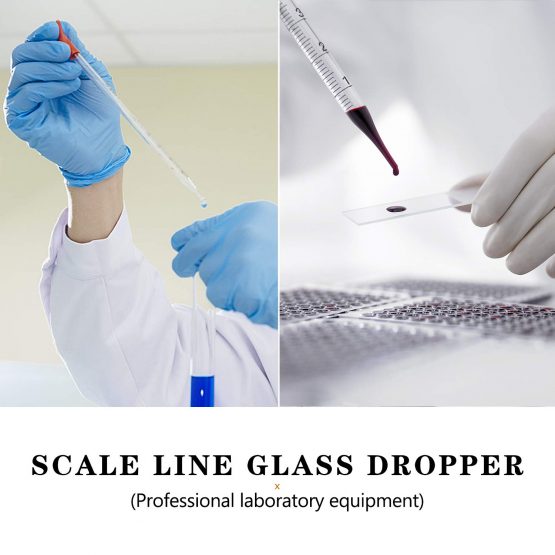 Wandefol 6pcs Glass Pipettes 0.5ml,1ml,2ml,3ml,5ml,10ml with Rubber Suction Ball, Graduated Dropper + 2 * Cleaning Brush Laboratory Chemistry - Image 2