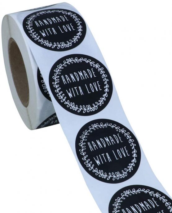 Hybsk Handmade with Love Stickers with Love Heart 1.5" Round Total 500 Labels on a Roll (Type 1) - Image 4