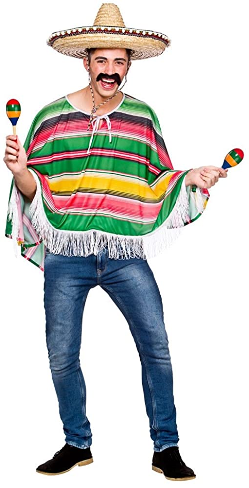 Adults Mexican Bandit Poncho Fancy Dress Up Party Halloween Costume