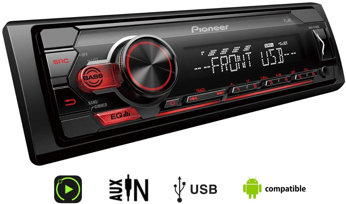 Pioneer MVH-S110UB 1-DIN with RDS Tuner, USB and Aux-In, red - Image 2