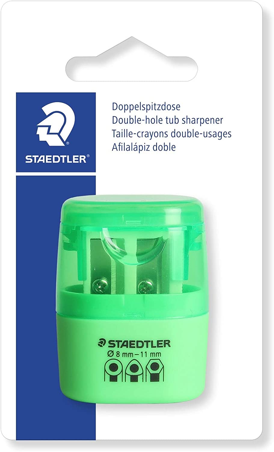 Temperówka podwójna z pojemnikiem zielona neon, Green, No