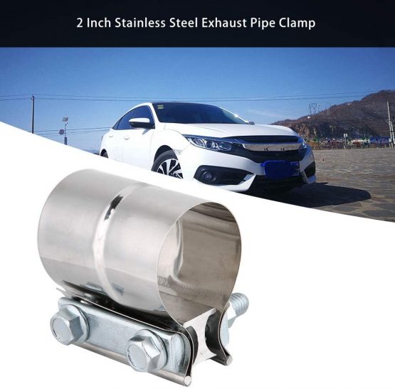 Suuonee Exhaust Pipe Clamp, Universal Car Stainless Steel Exhaust Pipe Clamp Lap Joint Band Clamp (2 Inch) - Image 2