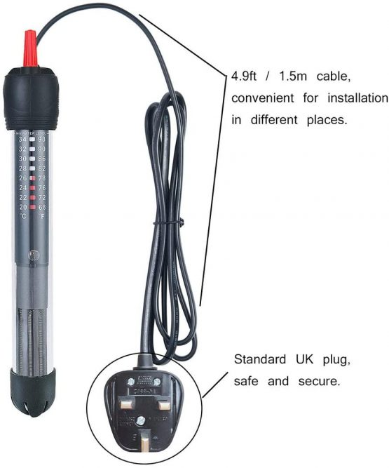 HITOP HP-608 Submersible Aquarium Heater 25W 50W With Thermometer and Extra Sucker Cup (50W) - Image 4