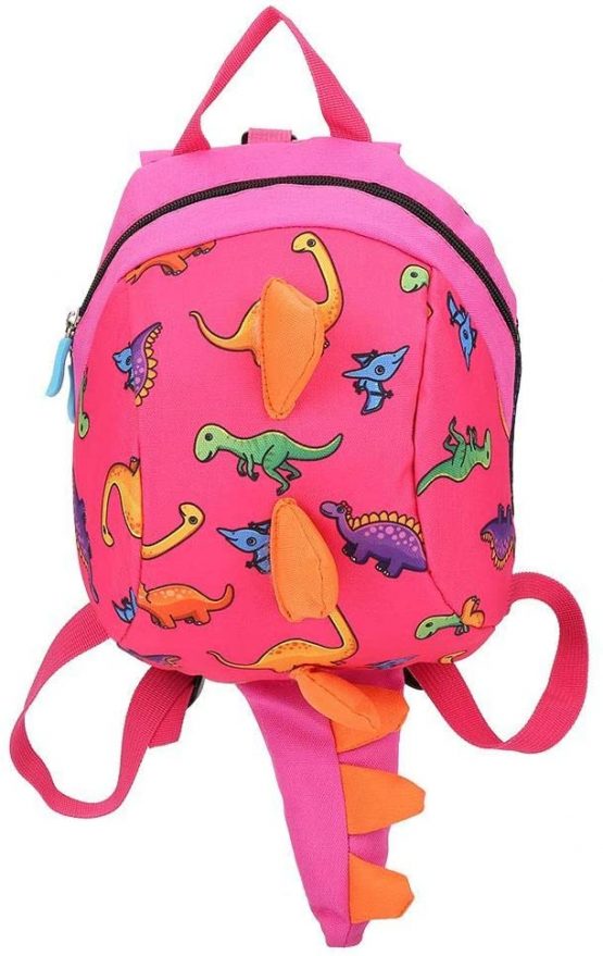 Dinosaur Backpack Kids Children Toddler Bag Cartoon Backpack Snack Lunch Bag Travel Rucksack with Safety Harness Leash for Preschool Boys Girls(Pink)