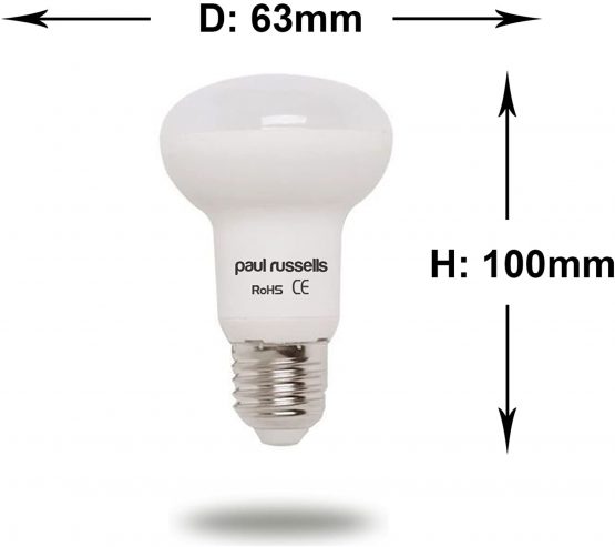 2 Pack 8W Reflector LED Light Bulbs E27 ES Edison Screw Paul Russells Bright 8W=65W Spotlight R63 Spot Light 120 Beam Lamp 2700K Warm White 65W Incandescent Replacement - Image 3
