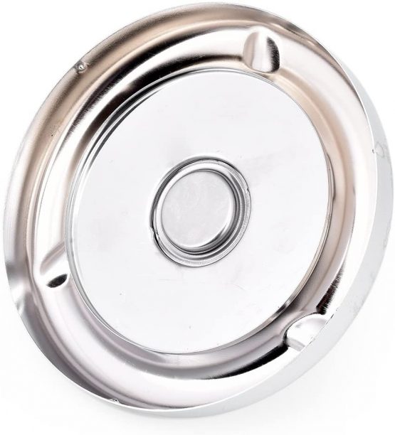 Round Push Down Ashtray with Spinning Tray Metal Cigarette Ash Tray Large 5.2 Inches Home Ashtray for Outside Patio - Silver - Image 2