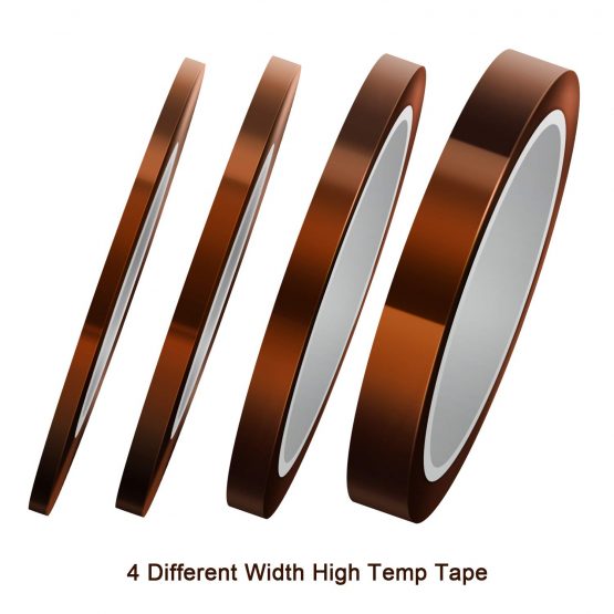 LUTER 4 Rolls Heat Resistant Tape High Temp Tape Sublimation Tape Thermal Tape for Sublimating Print, Heat Transfer and Insulation, Wave Soldering (3mm/5mm/8mm/12mm x 33m, Tawny) - Image 3