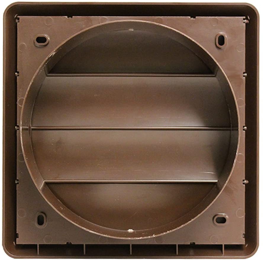 Kair Brown 150mm Louvred Wall Vent Grille - 150mm / 6 Inch Round Rear Spigot & 183mm Front Cover - Backdraught Prevention Shutter Flaps - Image 4