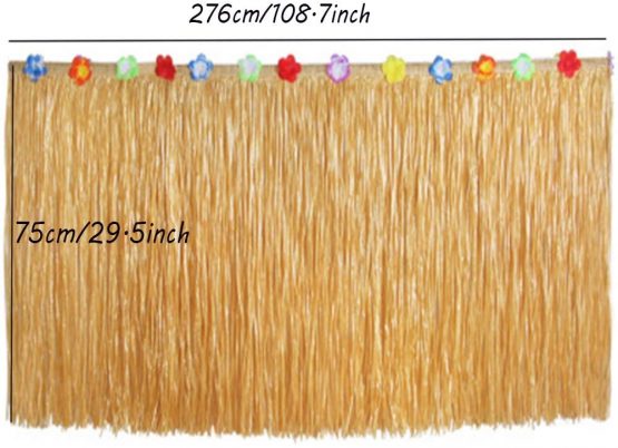 Xinlie Hawaiian Luau Table Skirt Hawaii Table Skirts Hawaiian Table Skirt Hibiscus Grass Table Skirt Hawaiian Party Decoration Kit Hawaii Luau Table Skirts for Tropical Decoration (108.7 x 29.5in) - Image 2