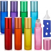 tiopeia 8 Pcs 10ml Essential Oils Roller Bottles, Frosted Glass Roll Bottles with Stainless Steel Ball for Essential Oils, Aromatherapy, Fragrance