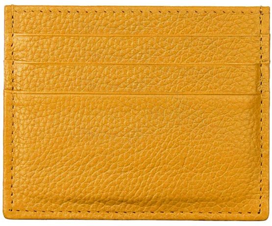 Hibate Genuine Leather Women Girls Ladies Slim Credit Card Case Holder Sleeve Wallet - Yellow