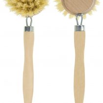 Elliott Wooden Dish Brush, Natural Tampico and Metal Fixings, Removable and Replaceable Brush Head, Plastic Free Washing up, Dimensions 240 X 55 X 35mm