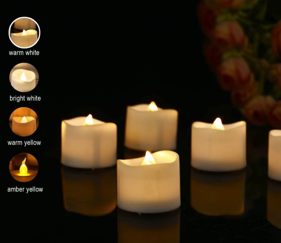 Homemory 24 Pack LED Timer Tealights Flameless Flickering Tea Lights Candles with Timer, Warm White Light - Image 4
