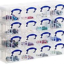 Really Useful Organiser, 16 x 0.14 Litre Storage Boxes in a Clear Plastic Organiser and Clear Boxes