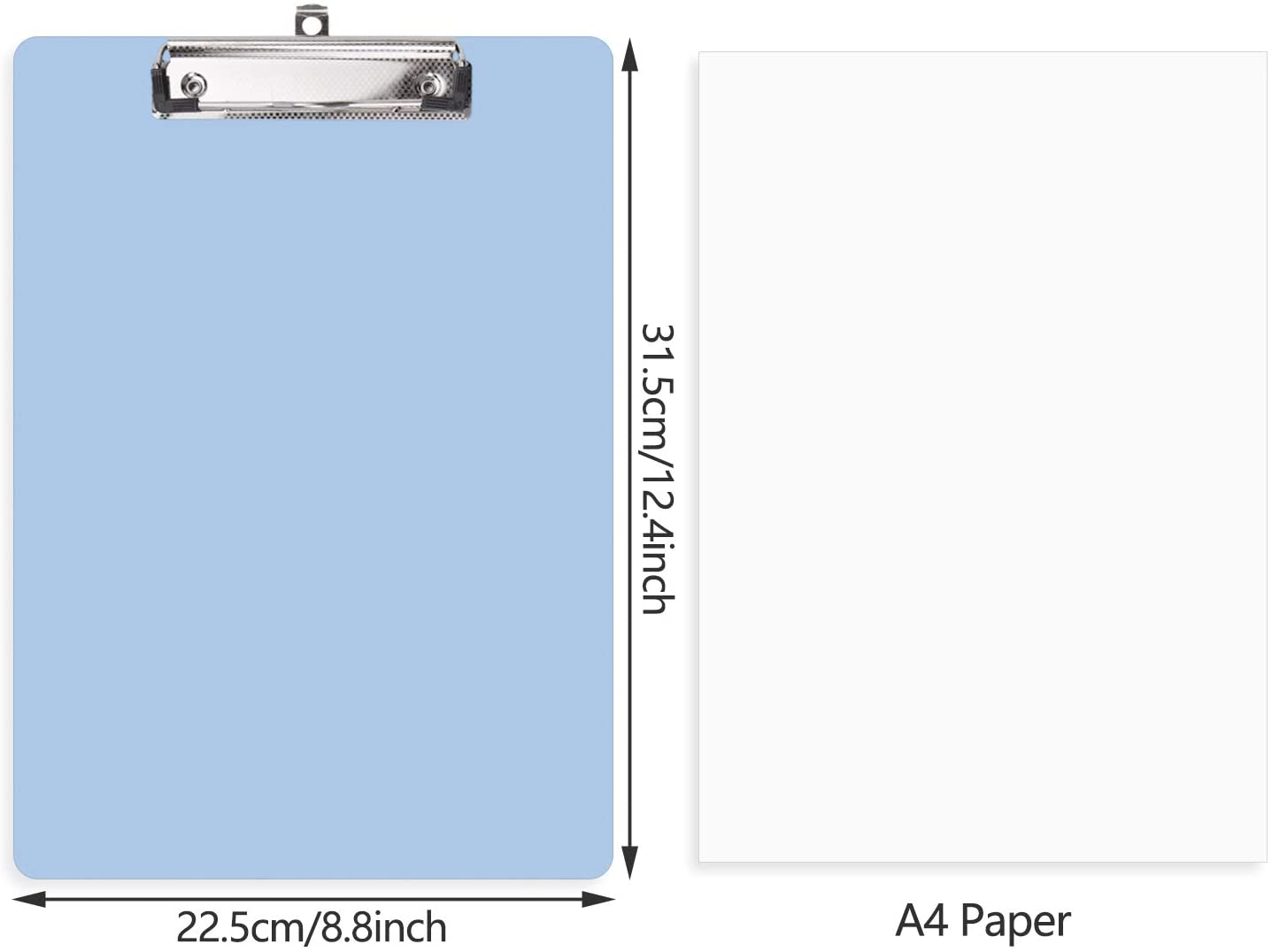 4 Pack Plastic Transparent Clipboard, A4 Plastic Transparent Clipboards, 4 Colors(315 * 225MM), Blue/Pink/White/Green - Image 2