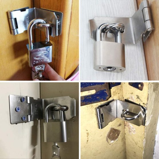 FUJIE Heavy Padlock Hasp 90 Degree Right Angle Door Clasp Door Latch