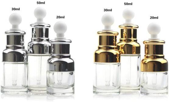 1PCS 30ml/50ml Empty Upscale Refillable Clear Glass Dropper Bottle Essential Oil Elite Fluid Cosmetics Jar Pot Container Bottles Vial with Glass Pipette Dropper (30ml, Gold) - Image 3
