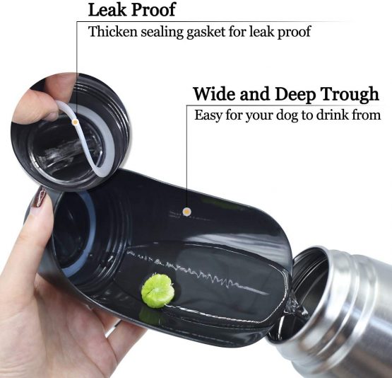 VIVAGLORY Leak Proof Dog Travel Water Bottle, 750 ml Portable Dog Drinking Bottle with Big Trough, BPA Free, Stainless Steel - Image 3