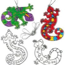 Baker Ross EF619 Gecko Suncatchers (Pack of 6) For Kids To Decorate, Arts and Crafts, 12cm