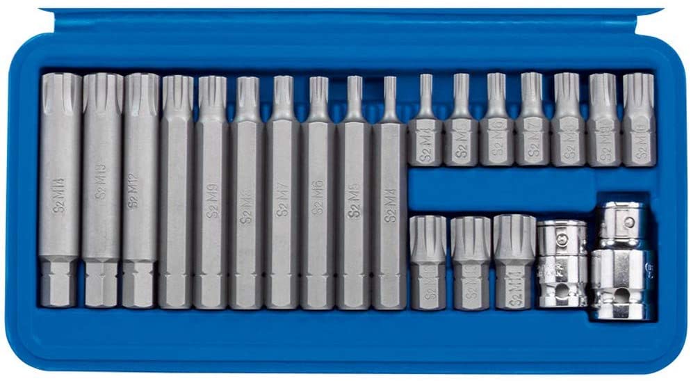Draper 16347 Square Drive Ribe Socket and Bit 22 Piece Set, Blue, Variety Pack