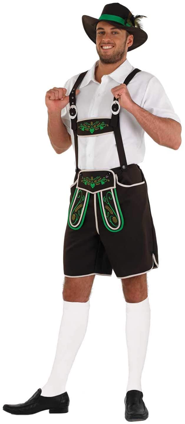 Fun Shack Lederhosen Men Costume, October Festival Costume for Men Oktoberfest Costumes, Fancy Dress for Adults Medium