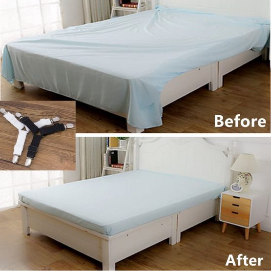 Felly Bed Sheet Clips 4 Pack Triangle Bed Sheet Straps Fasteners Set 3 Ways Mattress Corner Suspenders Grippers Holders (Long Type -White) - Image 4