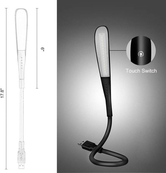 LEDGLE USB LED Light Portable Reading Lamp LED Night Light PC Lighting Cable, Sensitive Touch Switch, 3 Adjustable Brightness, Flexible Gooseneck - Image 2