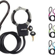 Master Lock 8275EURDPRO Keyed Ca Cable Lock with Cuff [Random color] 8275EURDPRO-Best used for Electric Scooter, Bike, Sport Equipments, Black/Blue/Green/Pink, Large