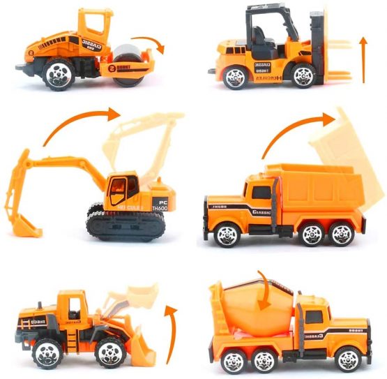Sunarrive Construction Vehicles Toys - Mini Digger Cake Toppers - Dumper Bulldozer Dump Truck - Small Toy Car Set for Kids Children Boys Girls - Gifts Presents for Age 3 4 5 6 Year Olds - Image 3